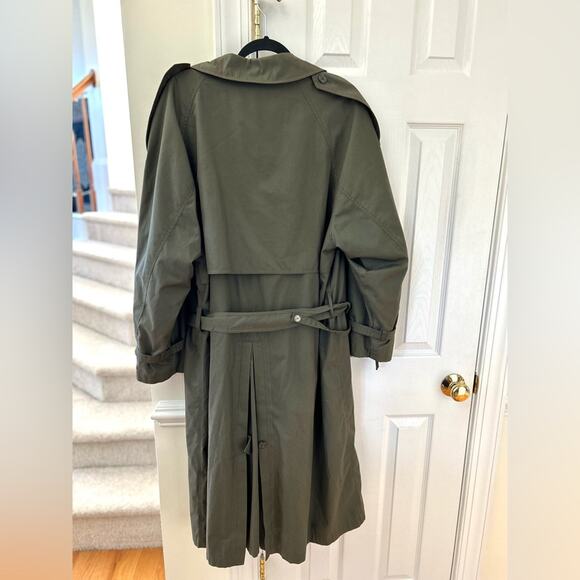 Vntg Bradley Jons for Gruner & Co Olive Green Wool Lined Trench Rain Coat - Picture 3 of 8